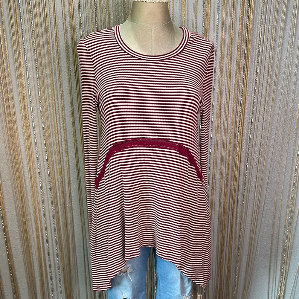 Red Camel Maroon and White Striped Tunic